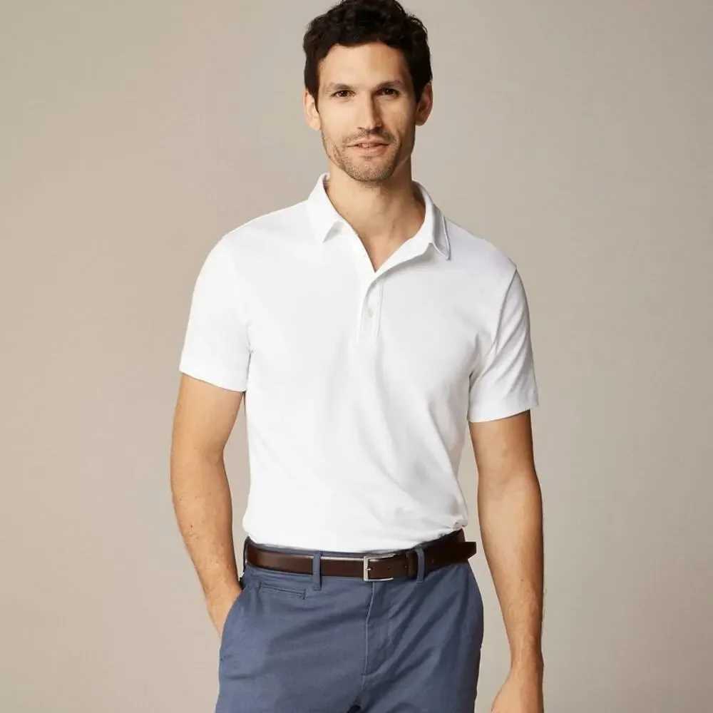 J.Crew Performance Polo Shirt Mens L White Pullover Coolmax Short Sleeve Stretch